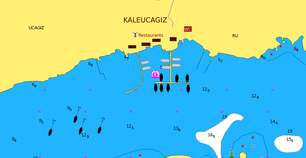 Карта стоянок яхт рядом сдеревней Учаыз