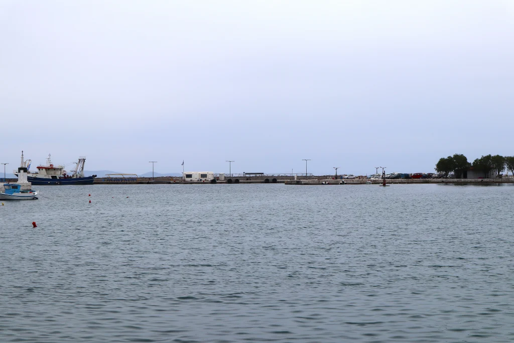 Police and customs wagons at the Pythagorion pier